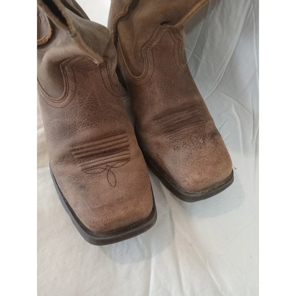 Ariat Youth Brown Leather Square Toe Roper Western Cowboy Boots 10007692 Size 2